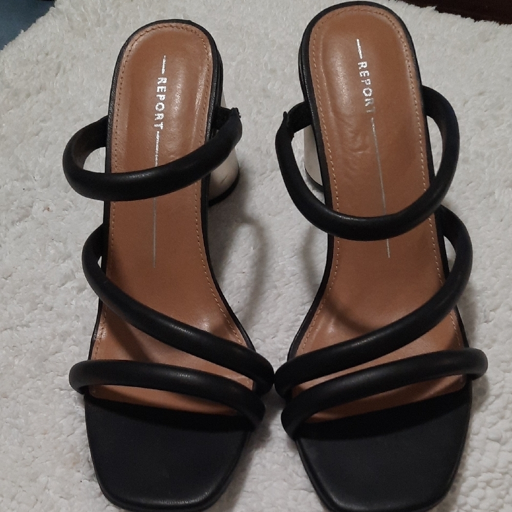 Report Black Strappy Heels